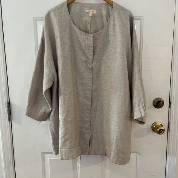 Elieen Fisher Woman Plus-Size Beige Silver Twinkle Linen EveningJacket/Blazer 3x - Picture 2 of 14